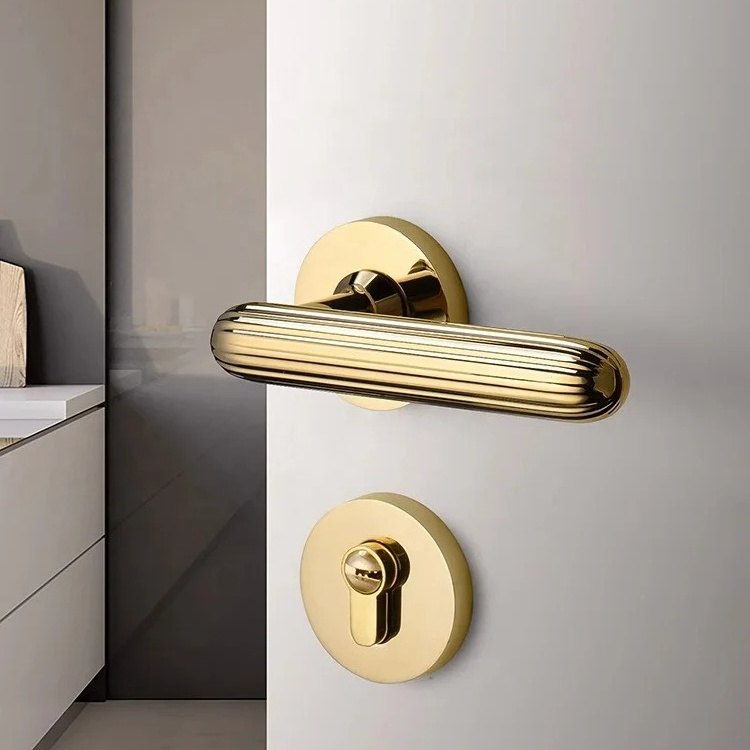 GSM 6030new modern silver brushed nickel luxury zinc alloy interior door handle bedroom toilet privacy lever door handle