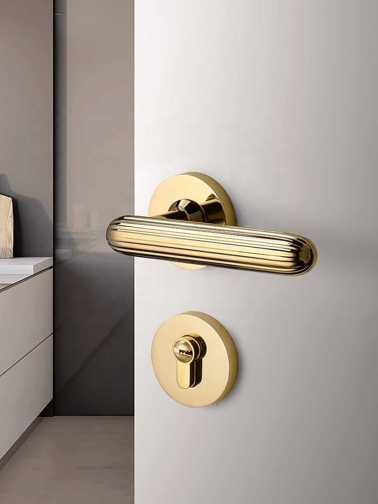 GSM 6030new modern silver brushed nickel luxury zinc alloy interior door handle bedroom toilet privacy lever door handle