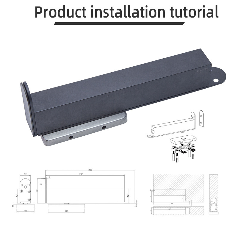 GSM Trending Heavy Duty 120kg Door Closer 180 Degree Hold-Open Glass Floor Spring Modern Steel Design