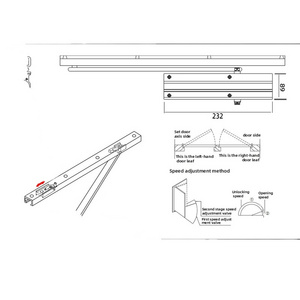 GSM Hidden Hydraulic Door Closer Aluminium Automatic Concealed Hold Open Hidden sliding arm silent Hidden Hydraulic Door Closer