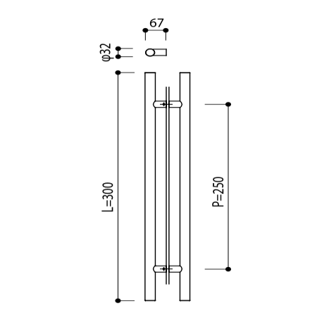 High Quality Push Pull Wooden Door Handle 30mm Stainless Steel Silver Square Tube Lever Glass Push Pull Door Handle