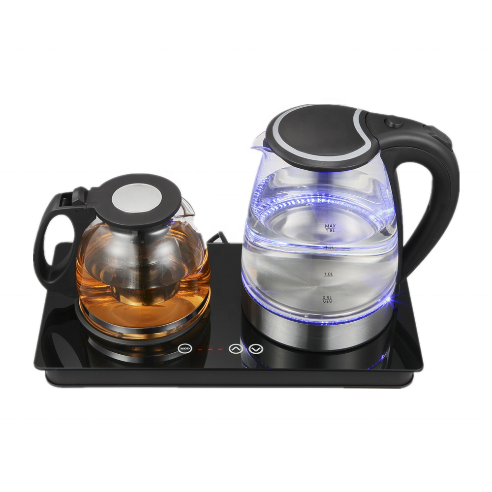 1.8L glass Kettle Tea Maker With 1.2L Glass Teapot Electric Kettle Tea Tray Glass teapot combination