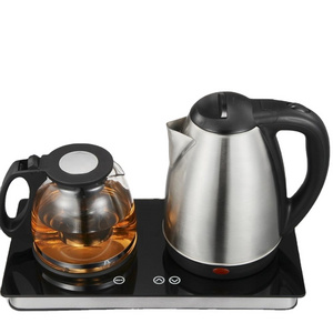 Kitchens Appliances OEM 1.2L+1.8L Double Kettle with Tray Tea Maker Water Boiler Electric Kettle Glass Kettles Stainless Steel