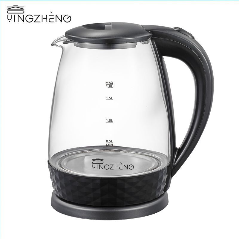 YINGHZHENG  custom wholesale high borosilicate glass teapot commercial hotel  electric kettle with blue led light