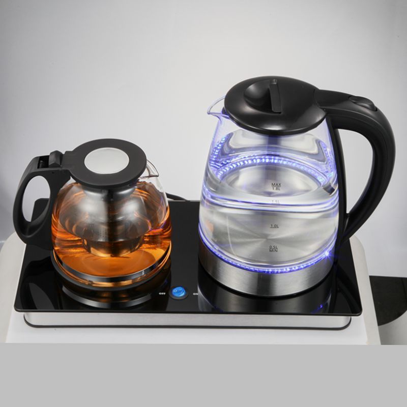 Middle East market tea pots glass kettles Tea Maker 2 In 1 Double Layer Teapot Glass turkish coffee maker Electric Kettles set