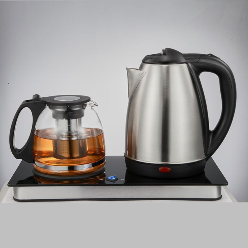 Factory Price Unique Design Pyrex  tea maker Glass Kettle 1.8l  Tea Coffee Maker double kettle stainless steel glass teapot set