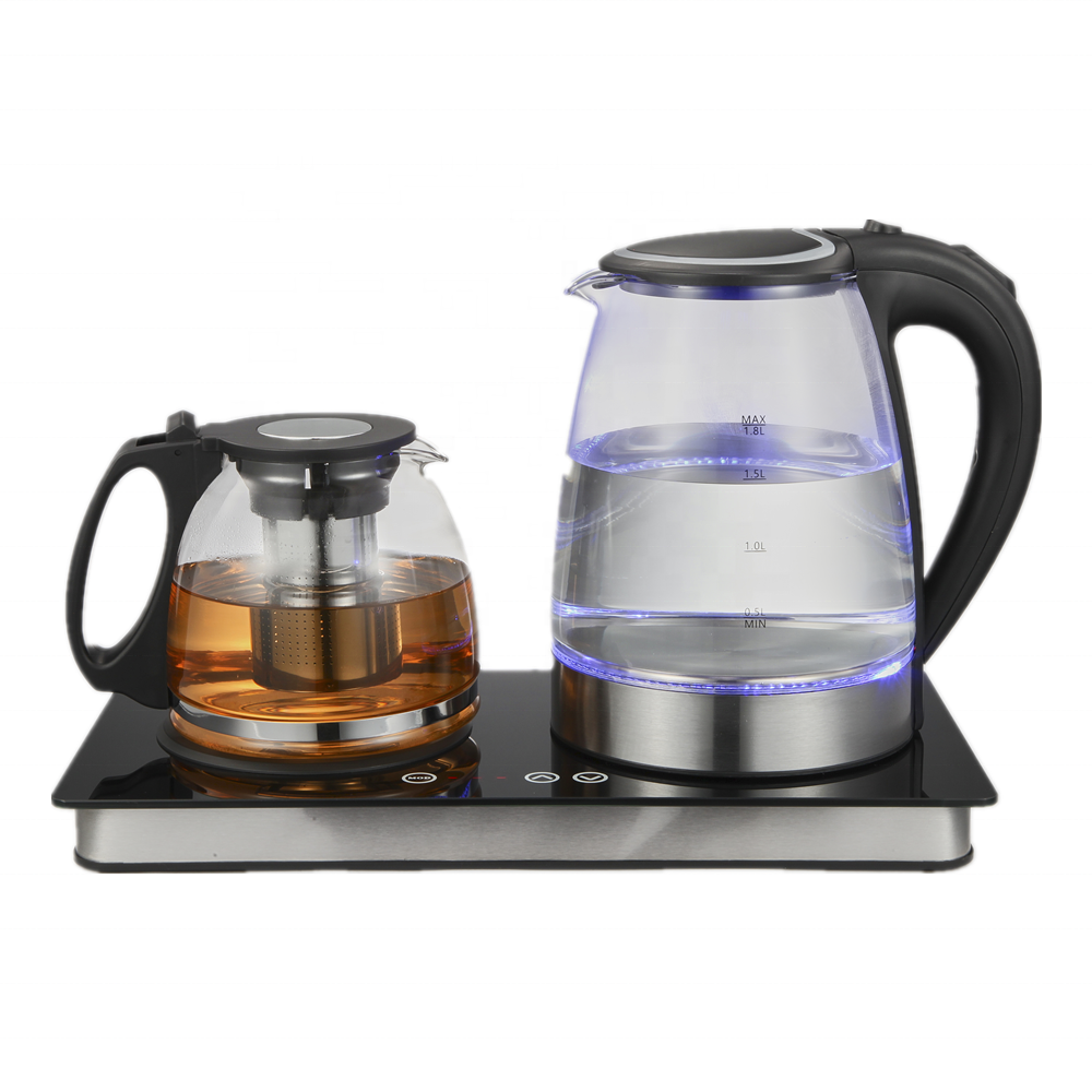 1.8L glass Kettle Tea Maker With 1.2L Glass Teapot Electric Kettle Tea Tray Glass teapot combination