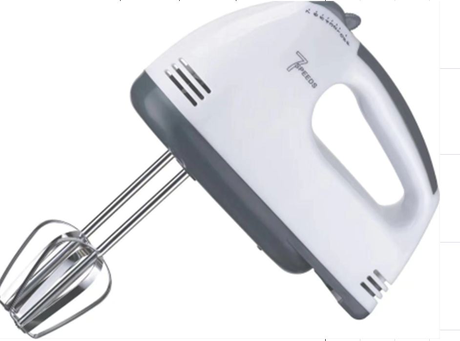 7-Speed Manual Hand Mixer 150 Watt Electric Cake Mixer Dough Hooks Wire Whips Egg Beater Portable Mixer Storage Base ABS Plastic