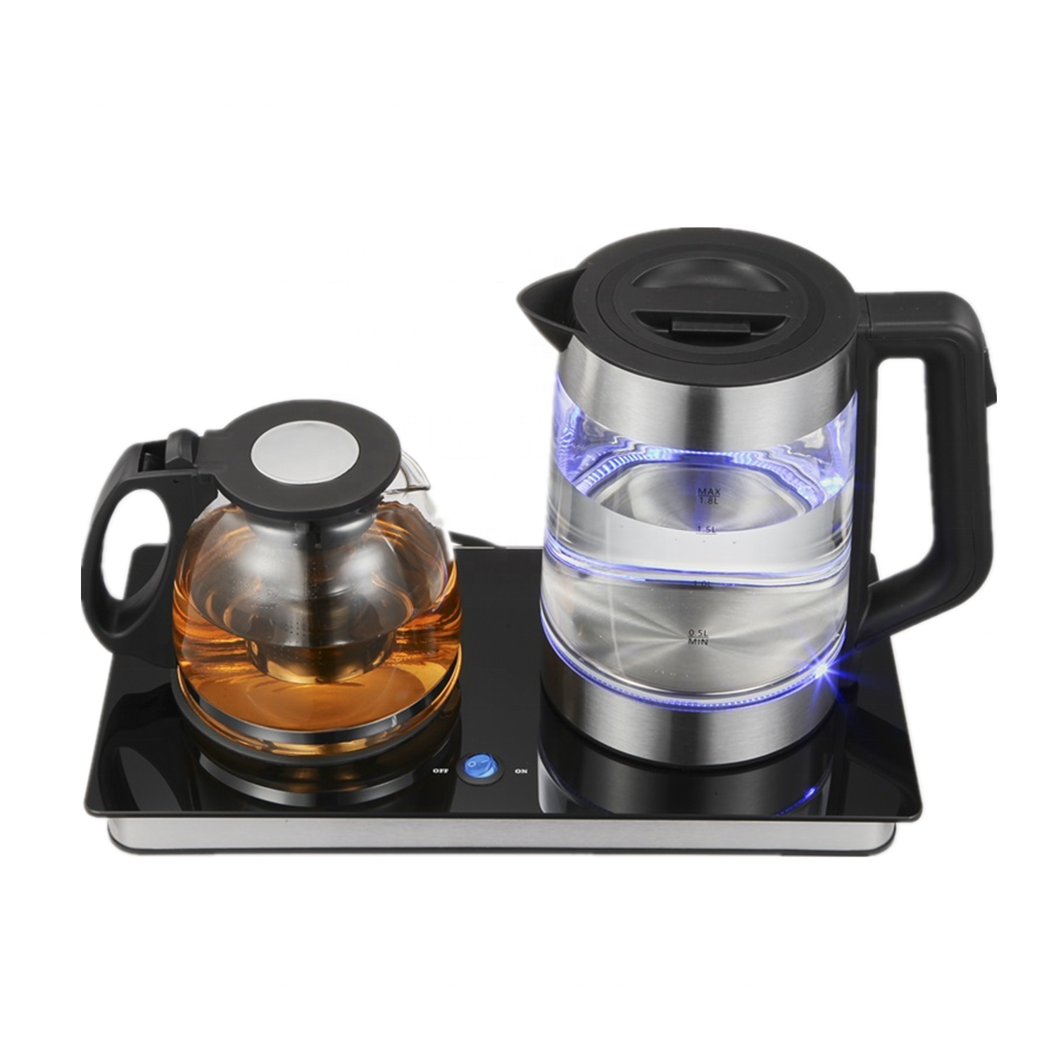 Pyrex Glass Kettle 1.8l Tea Coffee Maker Electric Kettle Glass Teapot Set Black Color Box Nordic Luxury Tea Set Free Spare Parts