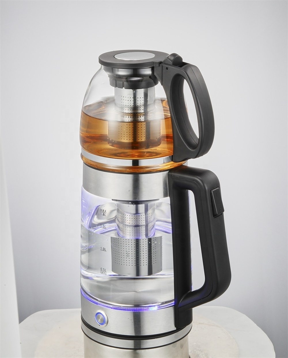 Electric Glass LED Kettle Elegant design kitchen hot sale Keep Warm 2 IN 1 Tea Maker