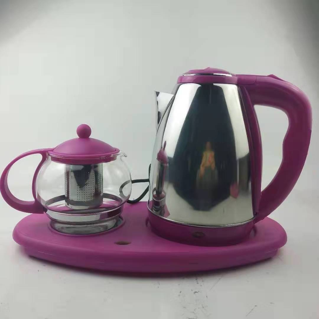 Hotel  Stainless Steel Kettle With Tray & 1.2L Glass Pot Electric Teapot Tea Maker Keep Warm Electric kettle