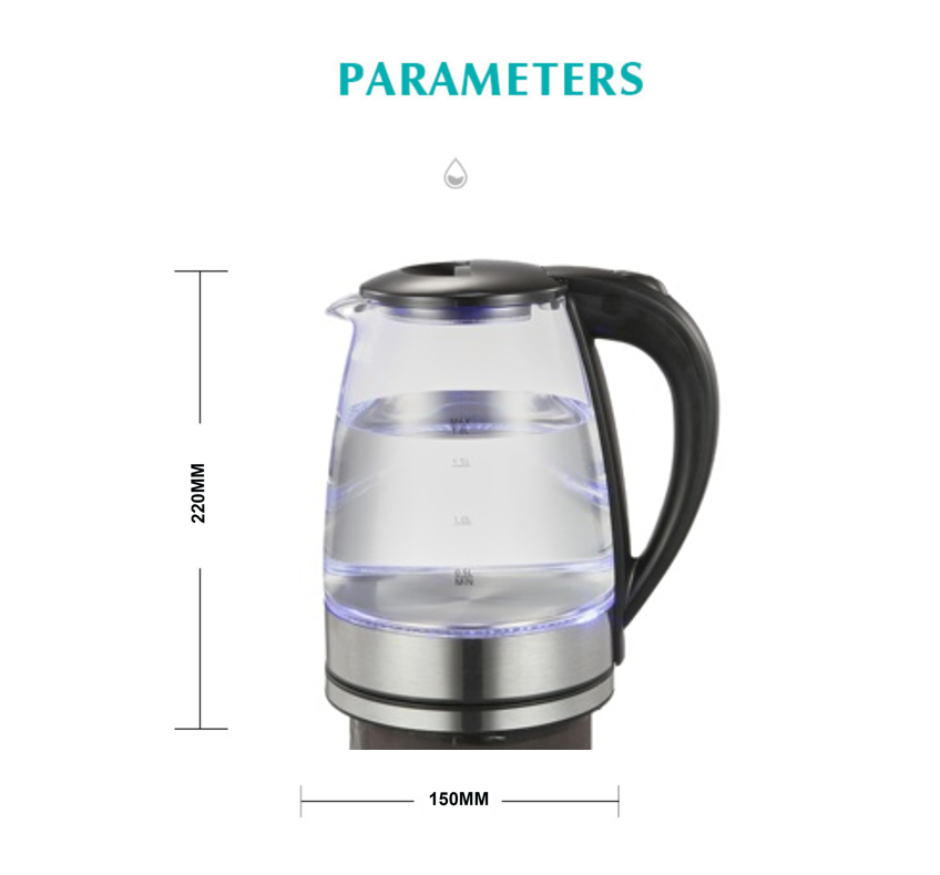 Electric Kettle Glass Electric Tea Kettle Cordless with LED Indicator Lights Water Boiler Tea Maker Copper Wire Free Spare Parts