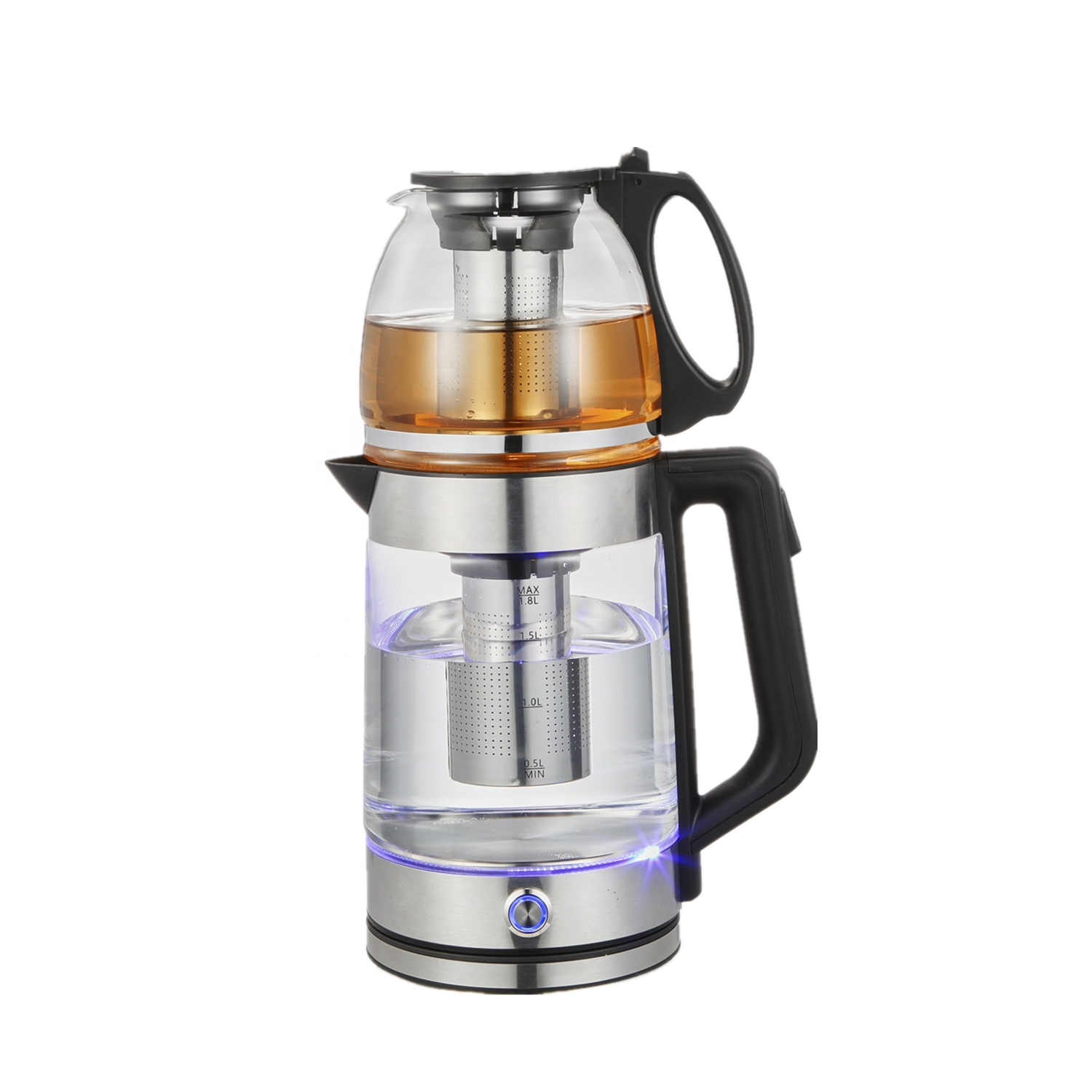 Electric Glass LED Kettle Elegant design kitchen hot sale Keep Warm 2 IN 1 Tea Maker