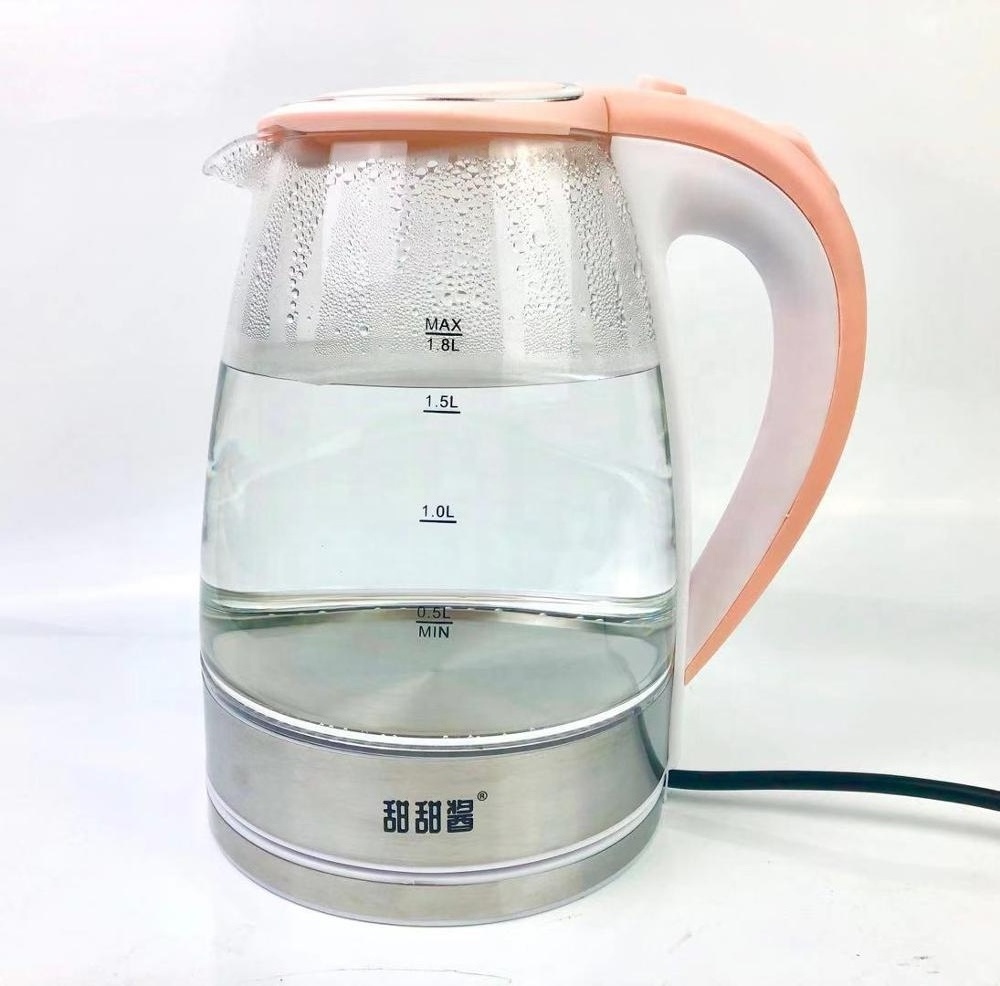 New Hot Selling Electric Jug Kettle With Cordless Glass Kettle And  Boil Dry Protection Pink Electric Glass Kettle