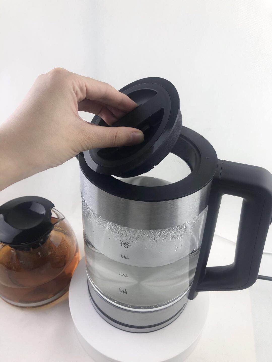 Pyrex Glass Kettle 1.8l Tea Coffee Maker Electric Kettle Glass Teapot Set Black Color Box Nordic Luxury Tea Set Free Spare Parts