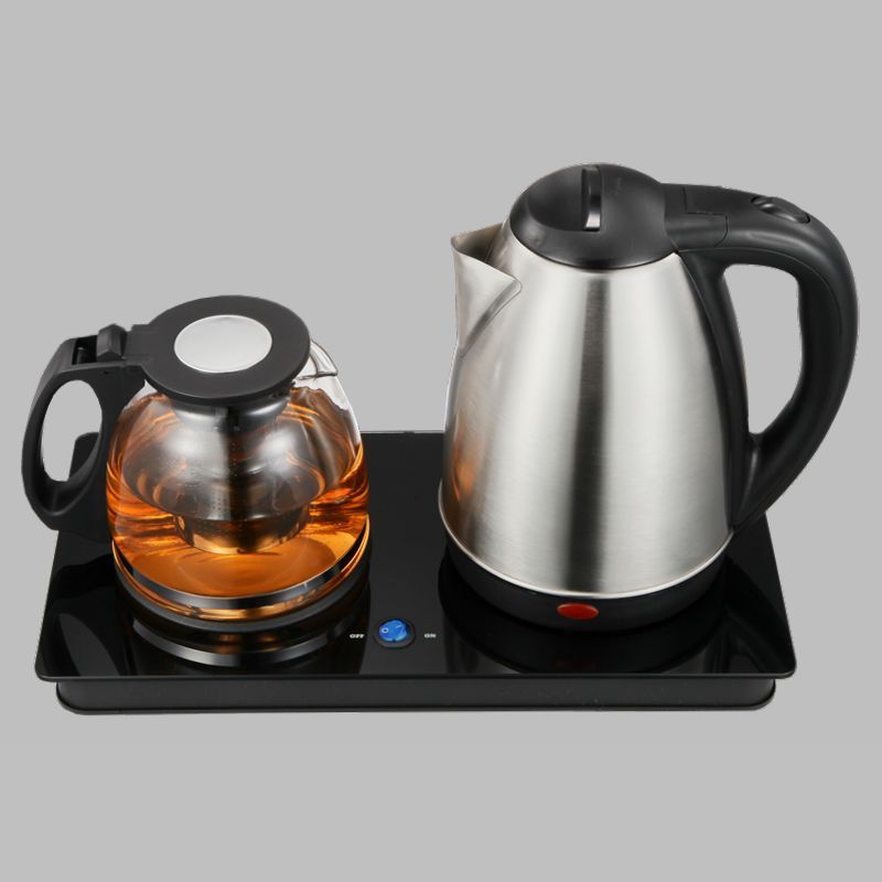 Factory Price Unique Design Pyrex  tea maker Glass Kettle 1.8l  Tea Coffee Maker double kettle stainless steel glass teapot set