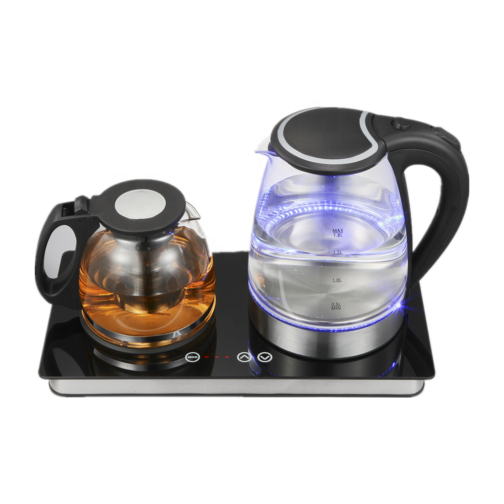 1.8L glass Kettle Tea Maker With 1.2L Glass Teapot Electric Kettle Tea Tray Glass teapot combination