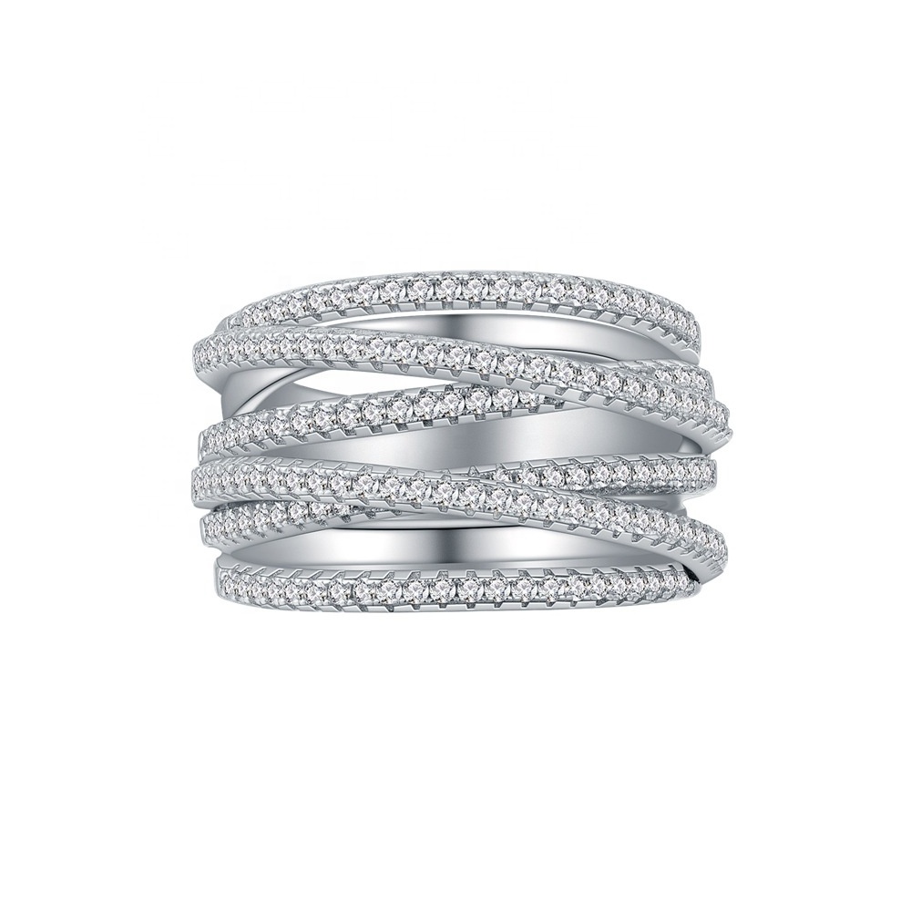 S925 sterling silver wide multi-layer line winding ring female simple fashion Joker temperament ring