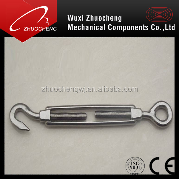 Manufacture 304 316 A2 A4 Stainless Steel M6 to M38 Wire Rope Turnbuckle with Hook and Eye DIN1480