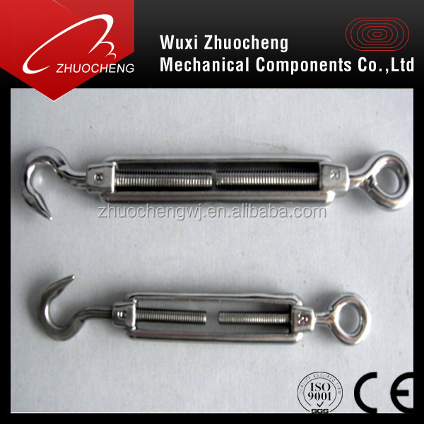 Manufacture 304 316 A2 A4 Stainless Steel M6 to M38 Wire Rope Turnbuckle with Hook and Eye DIN1480