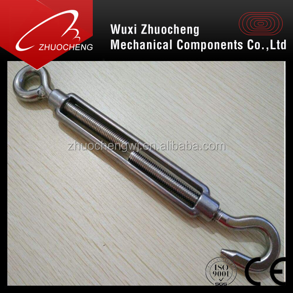 Manufacture 304 316 A2 A4 Stainless Steel M6 to M38 Wire Rope Turnbuckle with Hook and Eye DIN1480