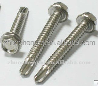 SS304 hex washer head self drilling screws with washer, sheet metal screw, tek screw