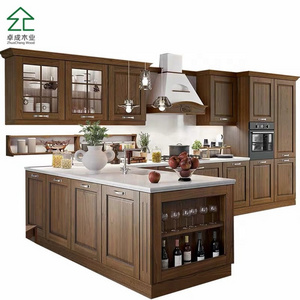 American Cherry wood solid wood kitchen cabinet with granite countertop