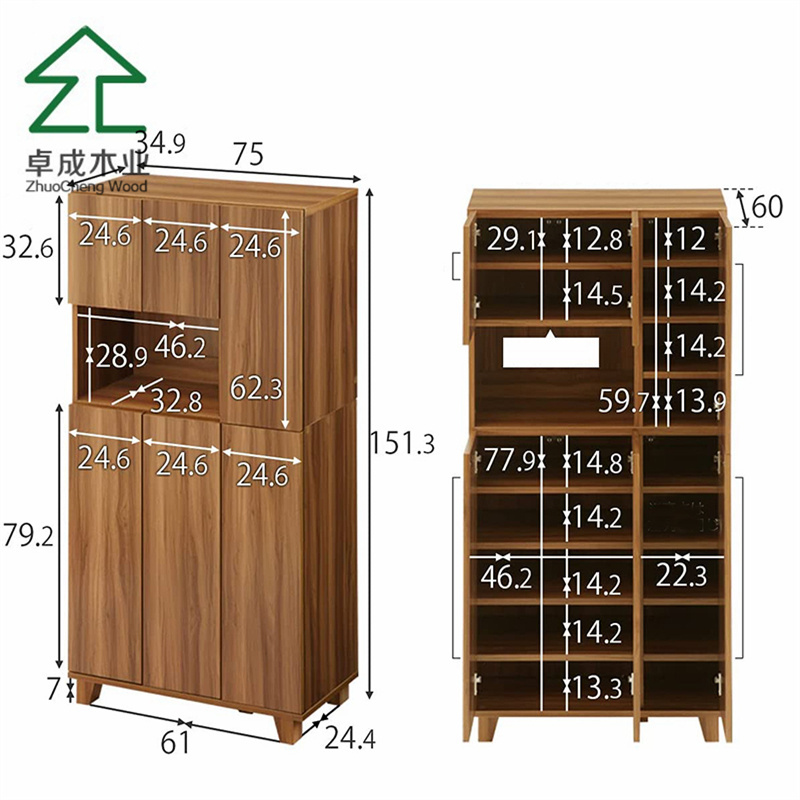 Japanese Ready Assembled Modern Korean Entrance Large Size Mdf Oak Shoes Rack Cabinets With Drawers