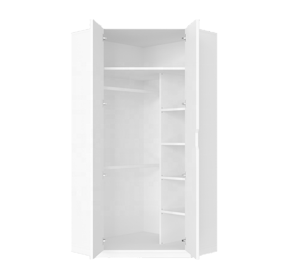 Sectional Corner Wardrobe Closet Home Corner Storage Cabinet Tall 2-Door Wood Corner Double Hanging Wall Mounted Custom wardrobe