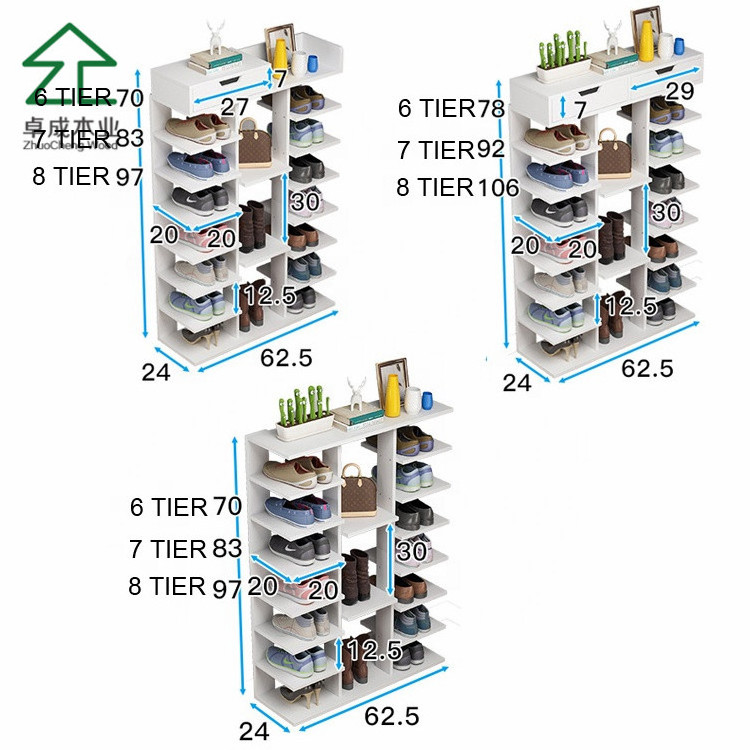 2020 new custom hallway white shoes stand storage cabinet wood modern shelf l shaped 4 layer shoe rack