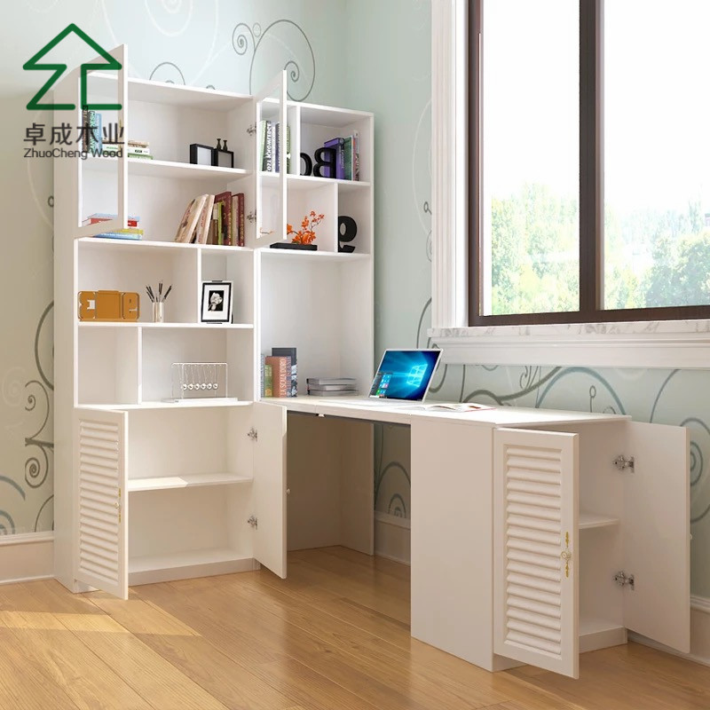 Shandong factory directly computer desk, book shelf bookcase, study table with bookshelf