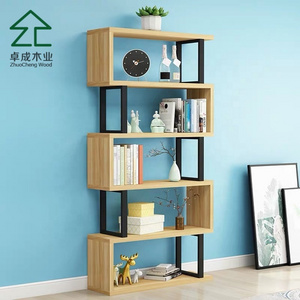 Living Room Home Furniture back open type Modern corner portable fine mdf Wood design bookcase Book Shelf Bookshelf by plywood