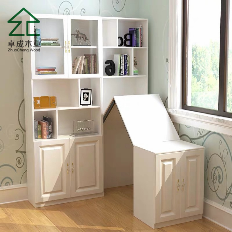 Shandong factory directly computer desk, book shelf bookcase, study table with bookshelf