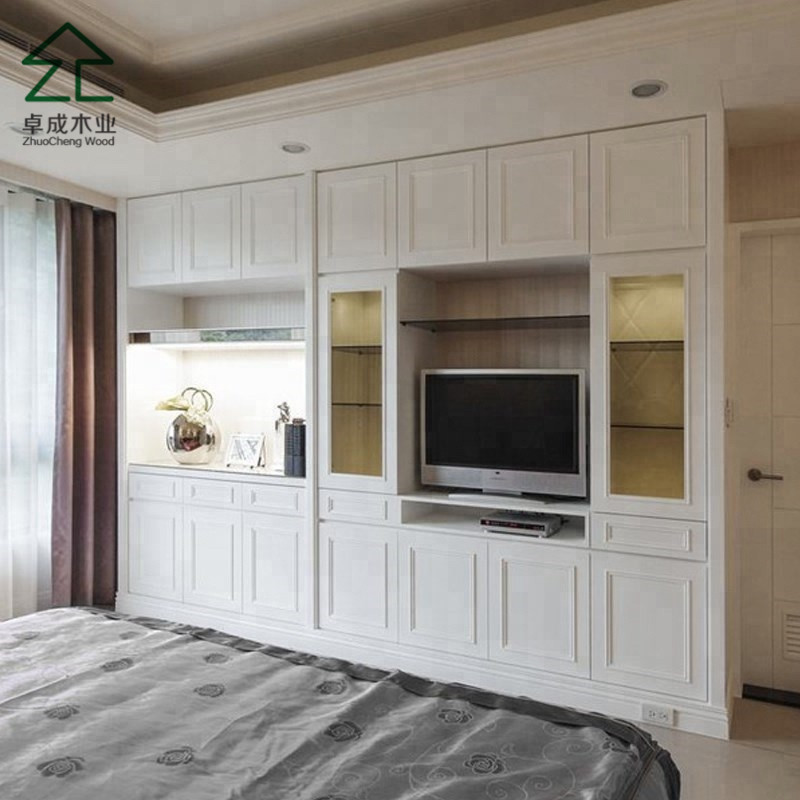 wardrobe with tv cabinet wood almirah designs in bedroom