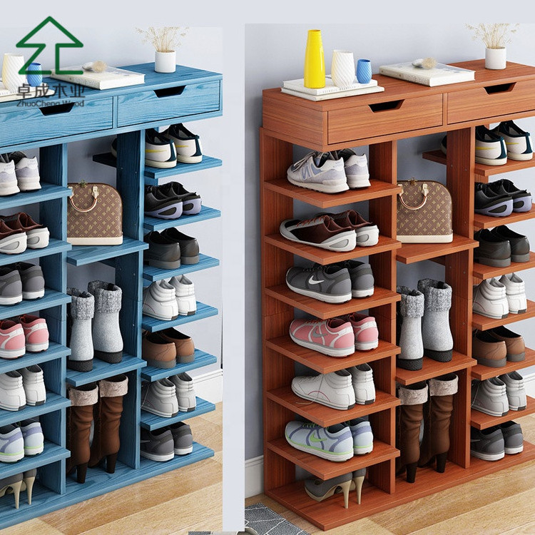 2020 new custom hallway white shoes stand storage cabinet wood modern shelf l shaped 4 layer shoe rack