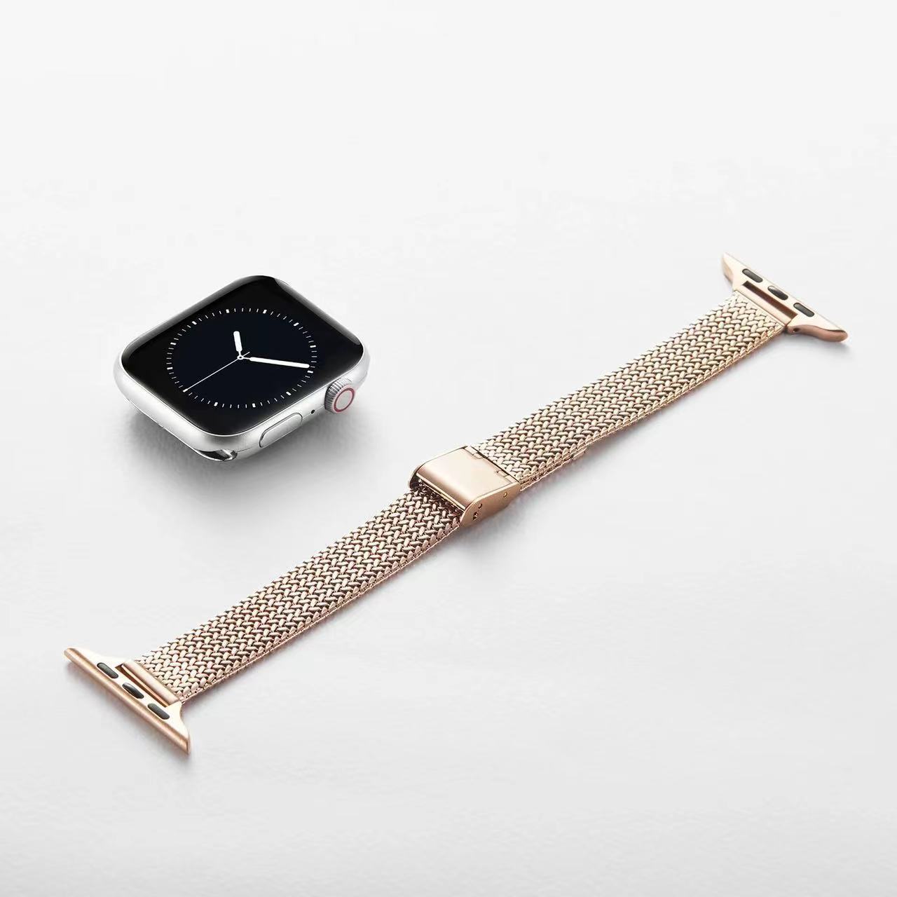 Suitable for Apple Watch1-9 series universal strap metal small waist stainless steel wheat ear mesh strap