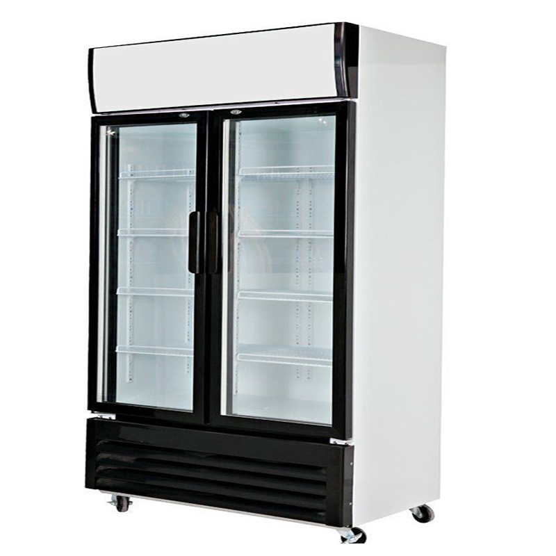 600l fridge showcase for retail store commercial upright double glass door cooler display refrigerator