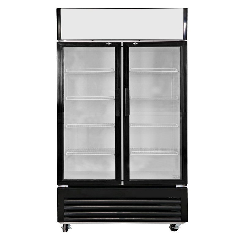 600l fridge showcase for retail store commercial upright double glass door cooler display refrigerator