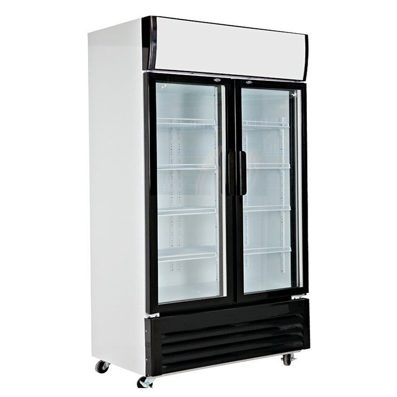 600l fridge showcase for retail store commercial upright double glass door cooler display refrigerator