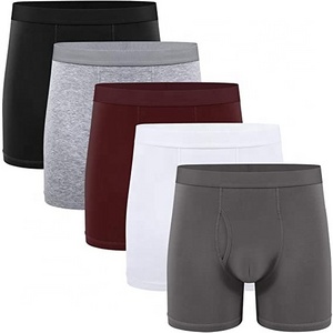 Custom hot selling 95% cotton 5% spandex men's long leg white black boxer briefs