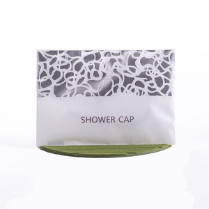 Disposable plastic shower cap with thickened individual printed package available for hotel families (sample free)