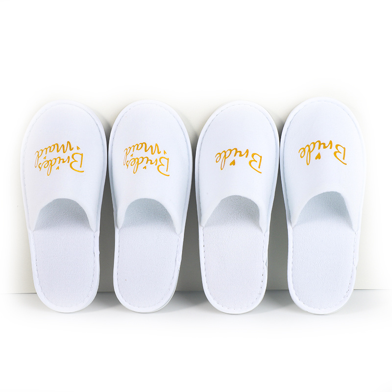 Closed Toe Wedding Slipper for Guest Custom Logo Plush Eva Slipper Bridal Slippers Wedding