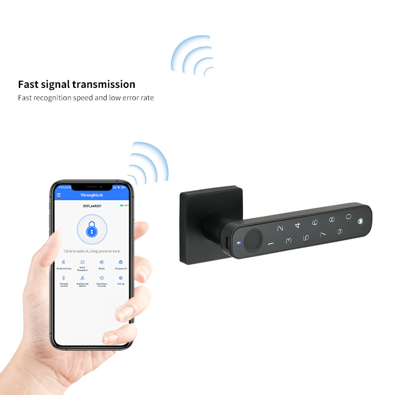 Security BLE TTlock APP Door Lock Electronic Code Smart Fingerprint Handle Lock for Condo Airbnb Apartment