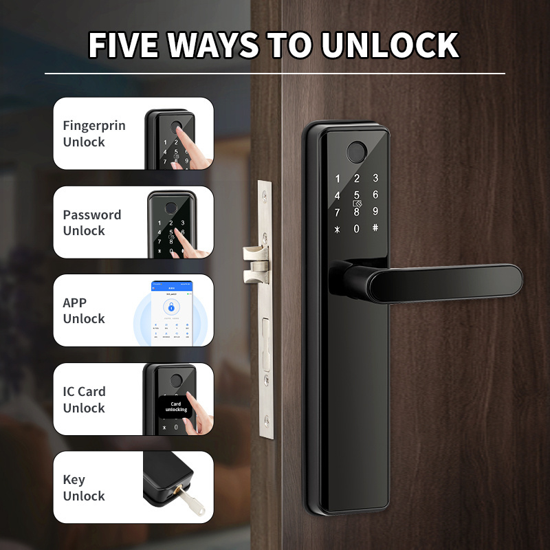 Tuya TTLOCK Digital Fingerprint Keypad Cerradura Inteligente 5050 Mortise Tuya Smart Door Lock