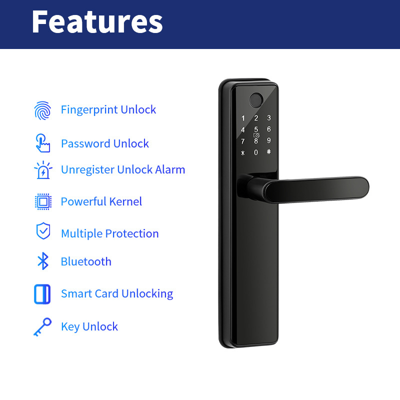 Tuya TTLOCK Digital Fingerprint Keypad Cerradura Inteligente 5050 Mortise Tuya Smart Door Lock