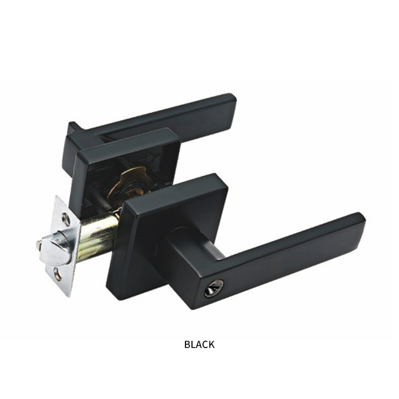 American Style Matte Black Main Door Grip Entry Handleset Residential Front Door Single Cylinder Deadbolt Wooden Door Handle