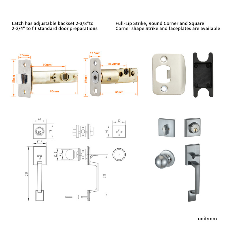 Entry Door Locksets with Deadbolt Single Cylinder Exterior Door Handle with Reversible Knob Sets