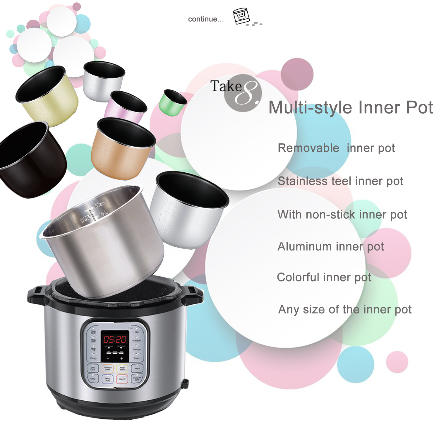 6 Litter Aluminum Inner Pot National Portable Multifunction instant cook pot Microwave Stainless Steel Electric Pressure Cooker