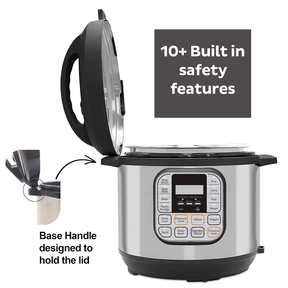 OEM Stainless Steel/Black 6 Quart Instant Cooking Pot Duo 7-in-1 Electric Pressure Cooker with slow cook function