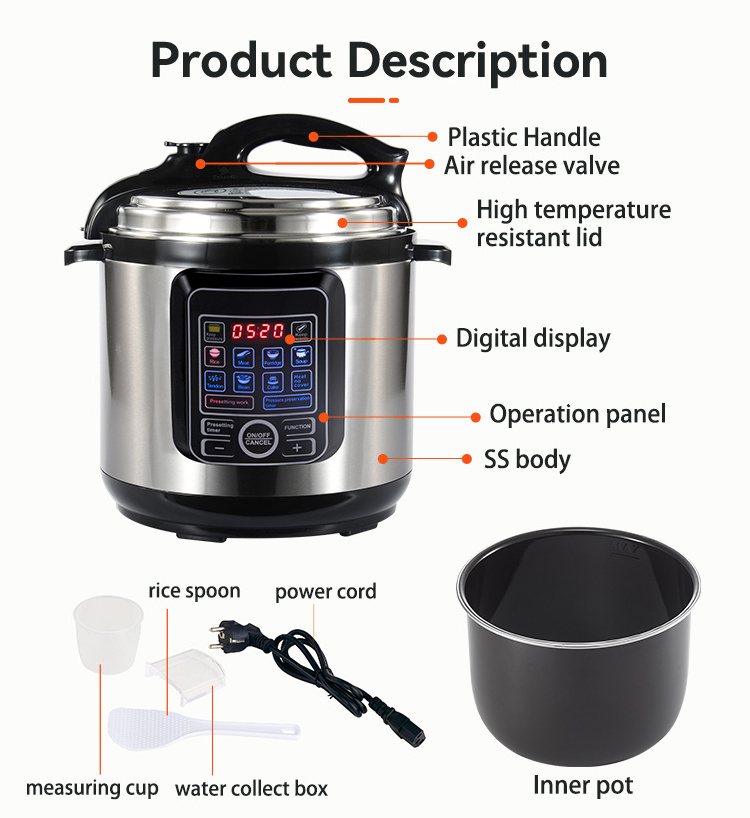 Non-Stick Coating Inner Pot Function and Cylinder Shape electric healthy pot stainless steel pressure rice cooker